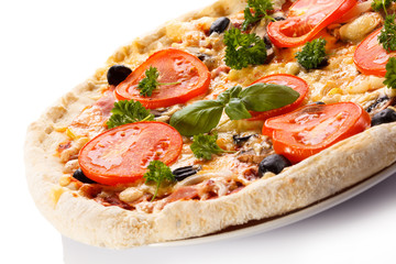 Pizza on white background