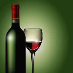 VIN BOUTEILLE - Fond vert