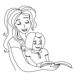 mom reading a book to her kid