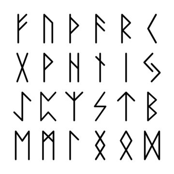 Set of signs runes isolated