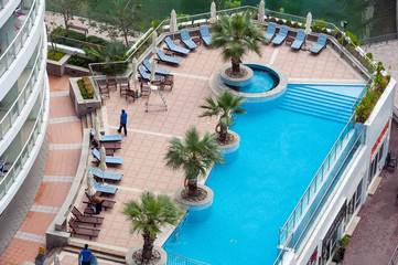 Swimming pool view from above.