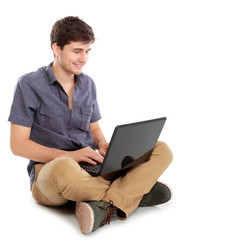 young man using laptop computer