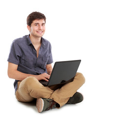 young man using laptop computer