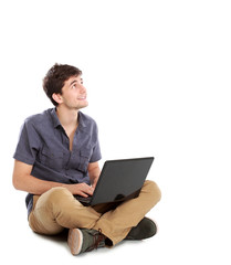 young man using laptop computer