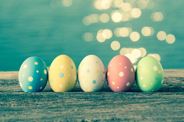 Colorful easter eggs,Vintage background