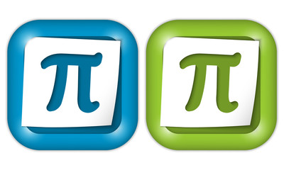 set of two icons with paper and pi sign