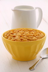 Healthy corn flakes breakfast