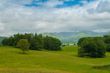 Lake District The Fairfield Horseshoe from Wray Castle Cumbria