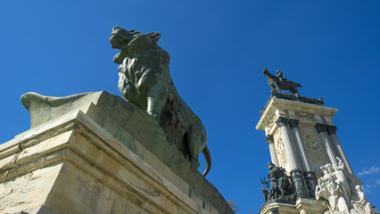 Equestrian statue in the Retiro Park in Madrid