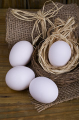 Easter composition on a wooden background