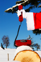weihnachtsmann der kopfhörer hebt