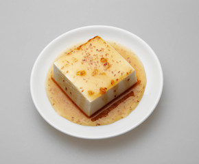 tofu with topped by japanese sauce set