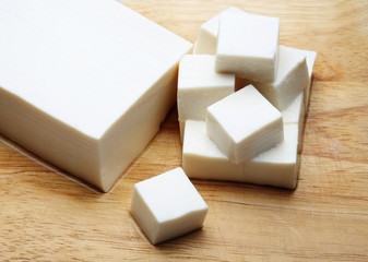 Tofu japanese on block sliced