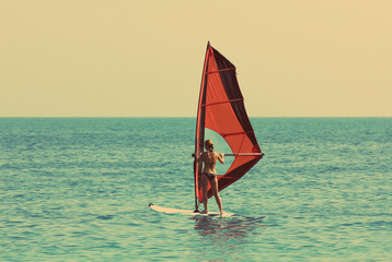 windsurfing - vintage retro style