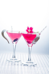 Cocktail with caviar and flower