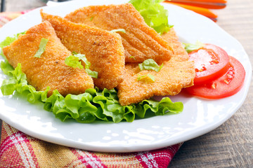 Fried salmon pieces