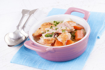 fish soup with salmon and carrots