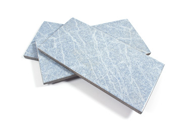 Blue ceramic tiles on white