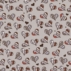 Seamless decorative pattern with hearts
