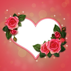 Fototapeta na wymiar Rose flowers and heart