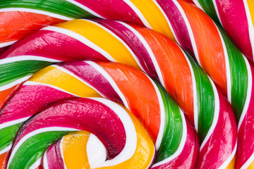 Caramel lollipop of colorful spirals