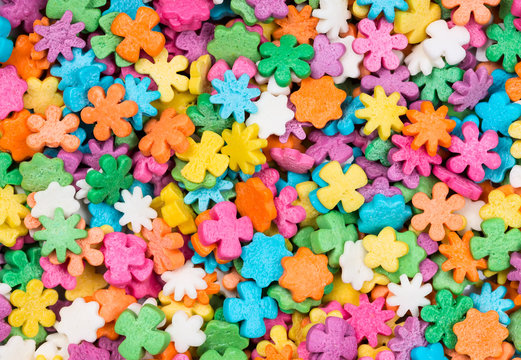 Colorful sugar star and flower