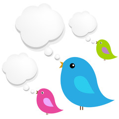 Obraz premium Birds With Cloud Speech Bubble