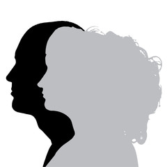 Vector silhouette profile of men and women.