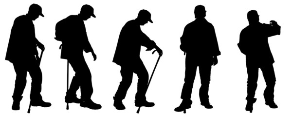 Vector silhouette of old people.