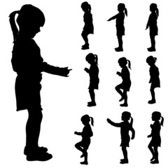 Vector silhouette of a little girl.