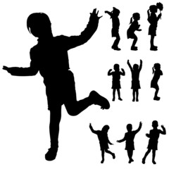 Vector silhouette of a little girl.