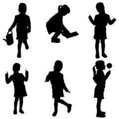 Vector silhouette of a little girl.