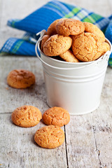 meringue almond cookies in bucket
