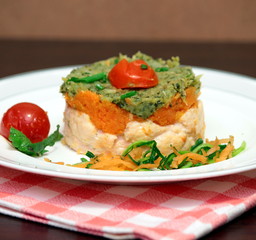 tortino di salmone,broccoli e carote
