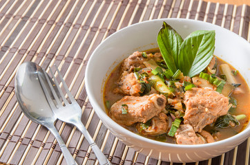 Spicy and Sour pork spare rib soup in thai style - thai food