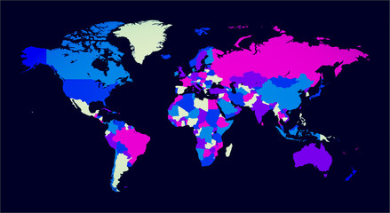 Fototapeta na wymiar World Map funky colors