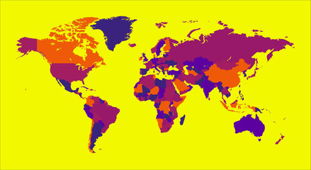Fototapeta na wymiar World Map color yellow