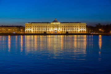 Fototapeta na wymiar Budynek Akademii Sztuk Pięknych w Petersburgu.