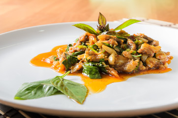 Stir Fried Clams with Roasted Chili Paste. Thai food