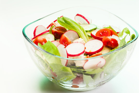 Fresh Vegetable Salad With Cucumber And Radish