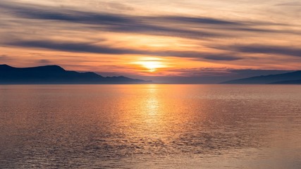 Scenic sunset at the ocean