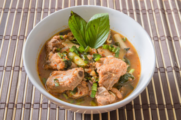 Spicy and Sour pork spare rib soup in thai style - thai food