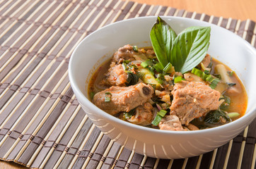 Spicy and Sour pork spare rib soup in thai style - thai food