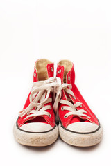 Red canvas sneakers