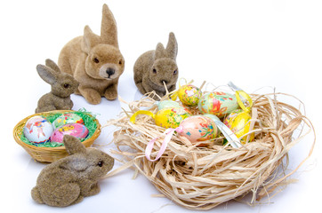 Easter eggs with bunnies