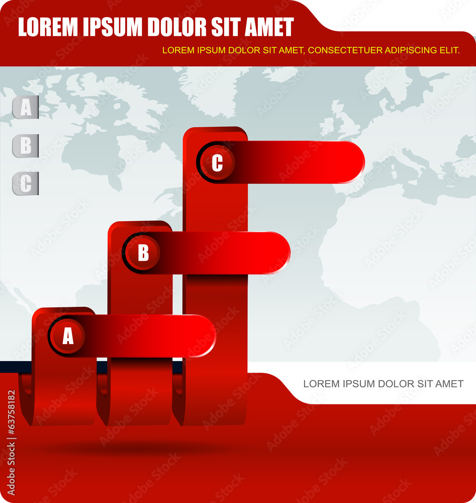 Aufkleber Red business background with three level graph