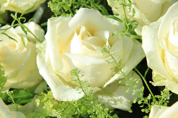 Wedding flowers: roses and green