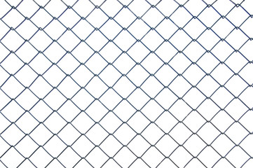 Fototapeta premium Chainlink metal wire fence on white background