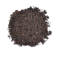 Pile of fertile soil on white background - top view
