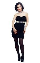 fashion model in black dress